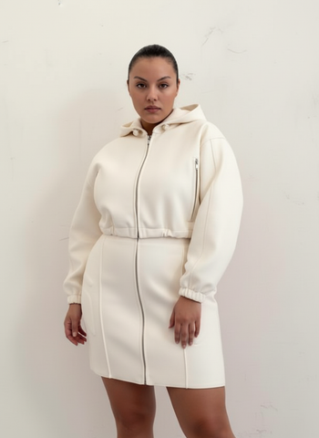 Women's Sets Autumn Fitting Slim Korean Plaub Long Sleeve Hooded Top High Waist Wrap Skirts Casual Sets