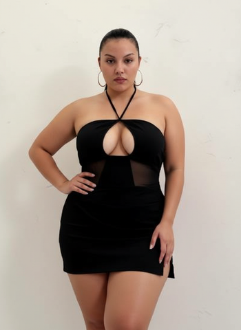 Plus Size Autumn Dresses 2025 Women's Daily Basic Plain Sleeveless Hlater Neck Cut-Out Bodycon Casual Dresses