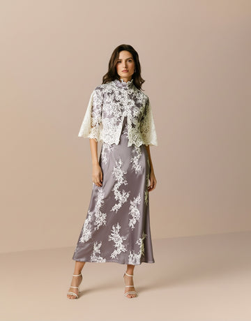 Autumn Winter Women's 2025 Dresses Elegant Appliques Long Sleeve Crew Neck Lace Evening Dresses