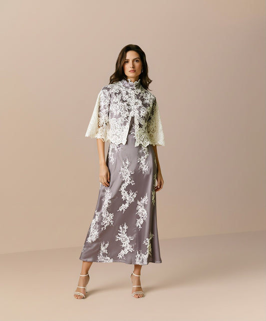 Autumn Winter Women's 2025 Dresses Elegant Appliques Long Sleeve Crew Neck Lace Evening Dresses