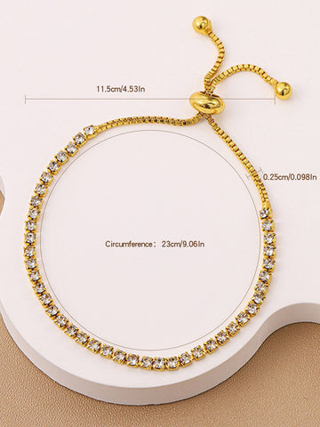 2025 Elegant Women's Delicate Gold Tone Chain Bracelet Shiny Minimalist Dainty Jewelry Gift for Her Everyday Wear