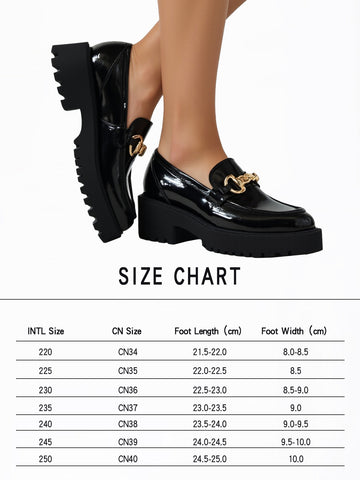 Women's 2025 Patent Leather Loafers Chunky Sole Comfortable Slip On Casual Shoes Daily Wear