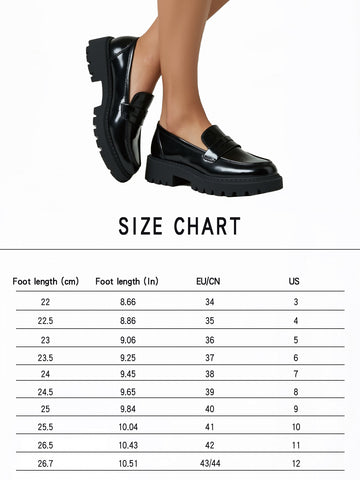 Trendy 2025 Women's Patent Leather Chunky Loafers Comfortable Slip-On Casual Shoes For Spring Fall Daily Wear