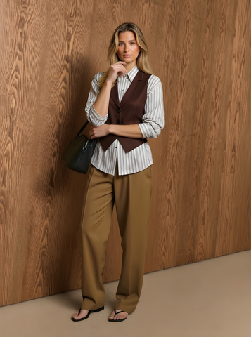 Women's Vests 2025 Autumn Elegant Solid Color Sleeveless Button Front Nipped Waists Office Lady Vests