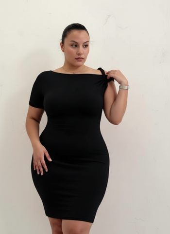 Plus Size Autumn Dresses 2025 Women's Daily Basic Plain Short Sleeve  One Shoulder Casual Dresses