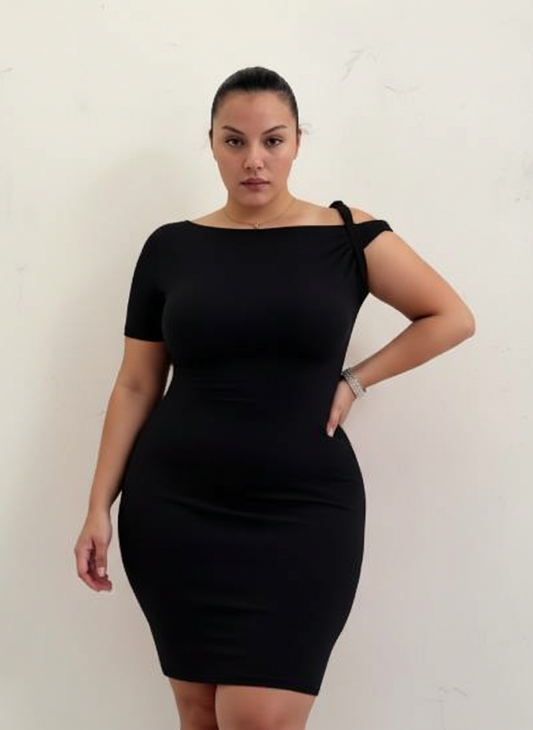 Plus Size Autumn Dresses 2025 Women's Daily Basic Plain Short Sleeve  One Shoulder Casual Dresses