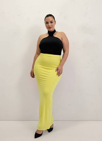 Plus Size Autumn Winter Women's Skirts Fashion Basics Solid Color High Waist Fitting Slim Daily Skirts