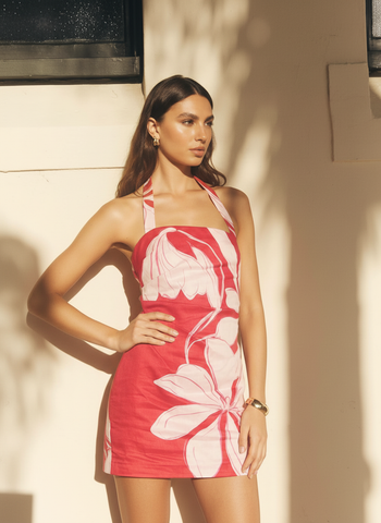 Autumn Dresses Women's 2025 Decent Graphic Printing Sleeveless Halter NeckStraight Mini Dating Dresses