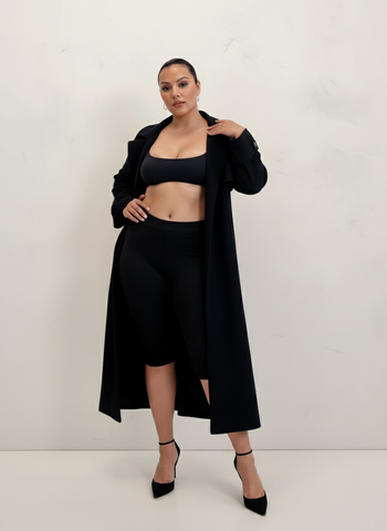 Plus Size Women's Trench Coat Autumn Casual 2025 Plain Long Sleeve Open Front Regular Fit Daily Trench Coat