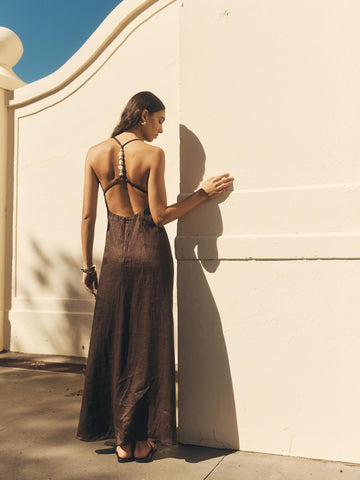 Women's 2025 Summer Dresses Daily Basic Solid Color Sleeveless Halter Neck Vacation Maxi Skinny Fit Dresses