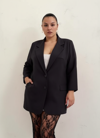 Plus Size Women's Autumn Blazers Elegant Business Plain Long Sleeve Lapel Fitting Slim Blazers