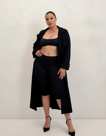 Plus Size Women's Trench Coat Autumn Casual 2025 Plain Long Sleeve Open Front Regular Fit Daily Trench Coat