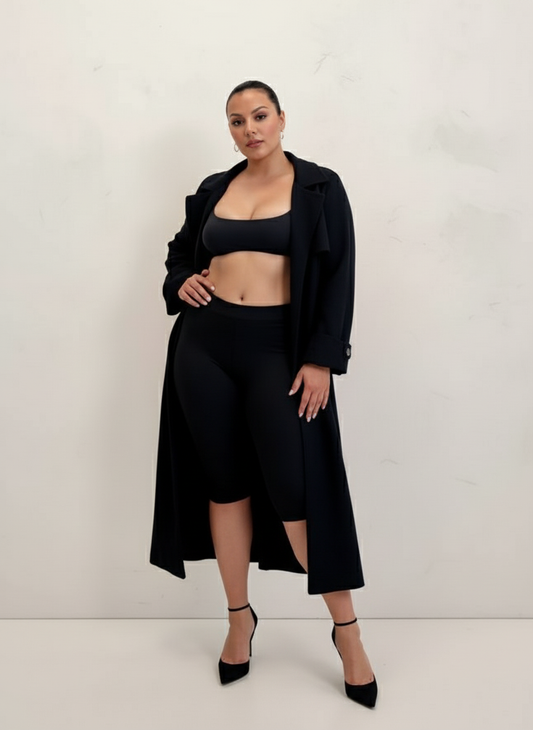 Plus Size Women's Trench Coat Autumn Casual 2025 Plain Long Sleeve Open Front Regular Fit Daily Trench Coat