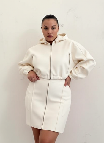 Women's Sets Autumn Fitting Slim Korean Plaub Long Sleeve Hooded Top High Waist Wrap Skirts Casual Sets