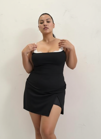 Plus Size Autumn Dresses 2025 Women's Daily Basic Plain Sleeveless Square Neck Asymmetrical Hem Casual Dresses