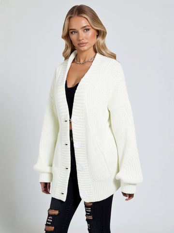 Women's Knitted Cardigan Sweater Coat Autumn Winter New Station Button Knitwear European American Style Fashion