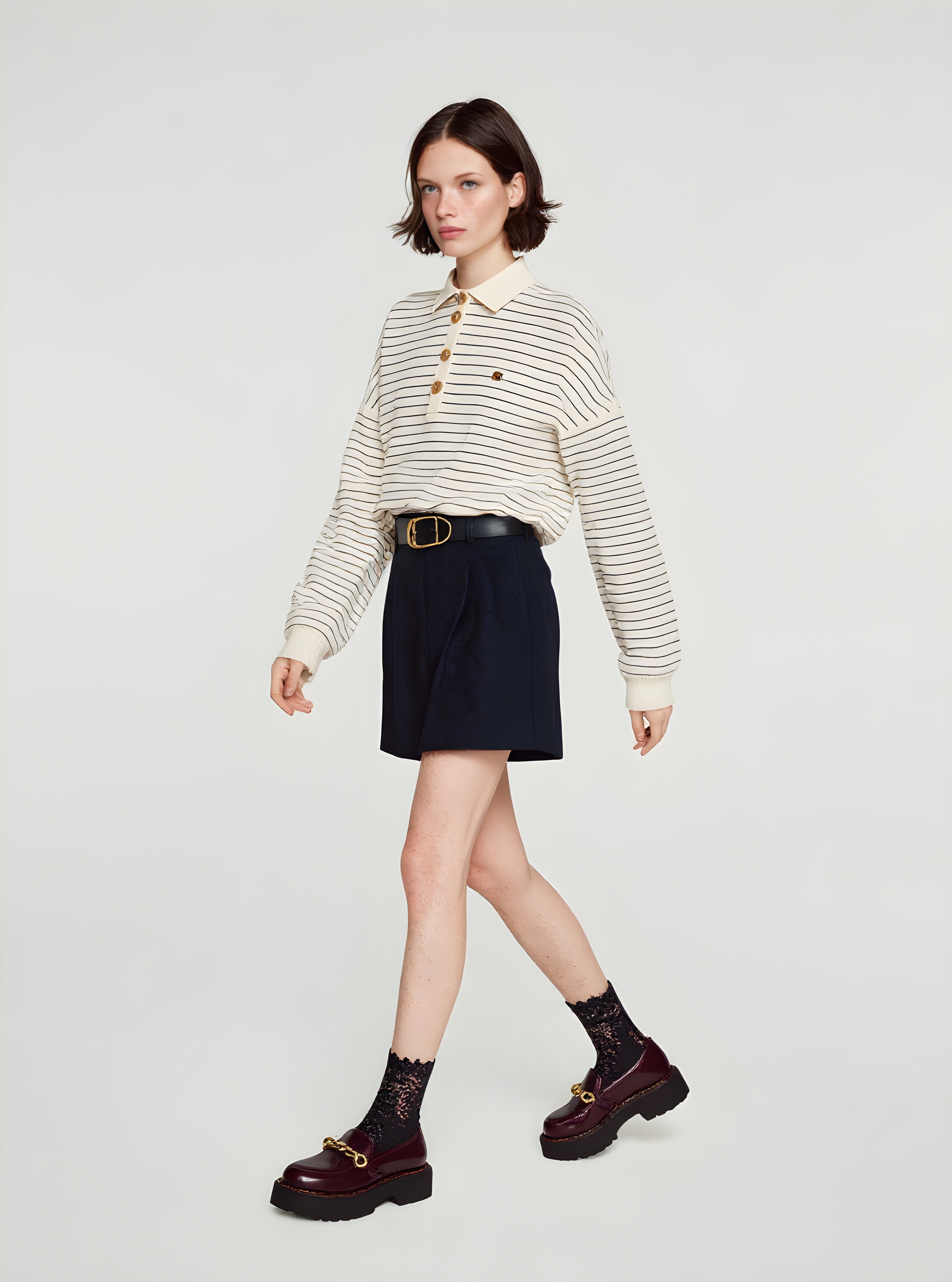 Women's Shirts Autumn Winter Fashion Daily 2025 Elegant Chic Striped Long Sleeve POLO Shirts