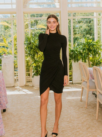 Women's Dress Autumn Elegant 2025 Plain Crew Neck Long Sleeve Midi Evening Formal Dress