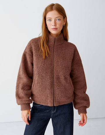 Winter Plush Coat Women's Casual Style Comfortable Warm Outerwear Fashionable Coat for Cold Weather