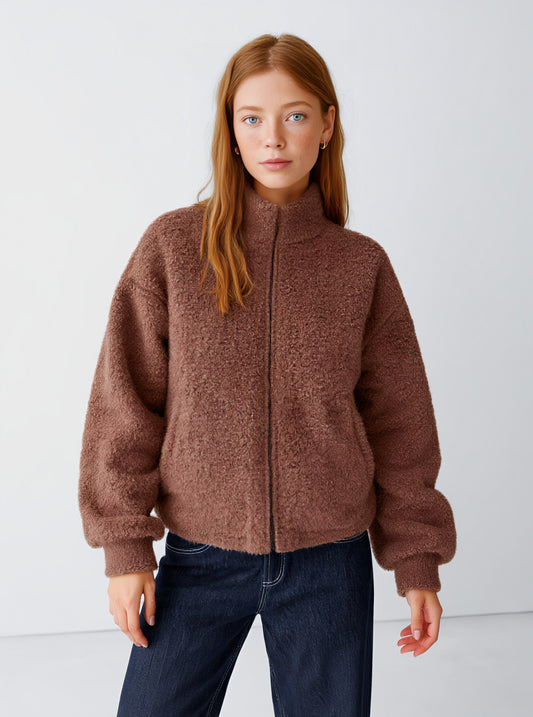 Winter Plush Coat Women's Casual Style Comfortable Warm Outerwear Fashionable Coat for Cold Weather