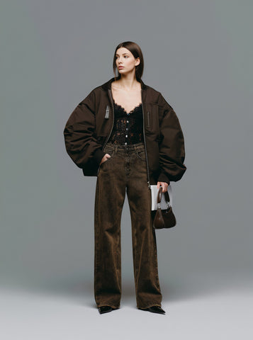 Cotton-Padded Jacket Long Sleeve Casual Style Straight Sleeve Winter Clothes Women's Top Regular Length Fashionable Outerwear