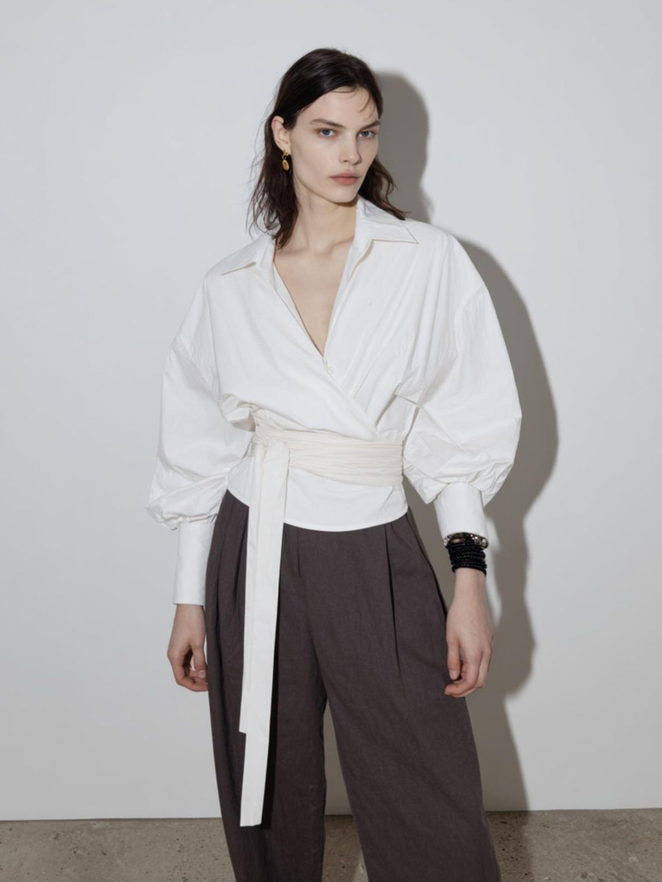 Women's Autumn Winter 2025 Shirts Daily Fashion Plain Long Sleeve V-Neck Regular Fit Office Lady Shirts