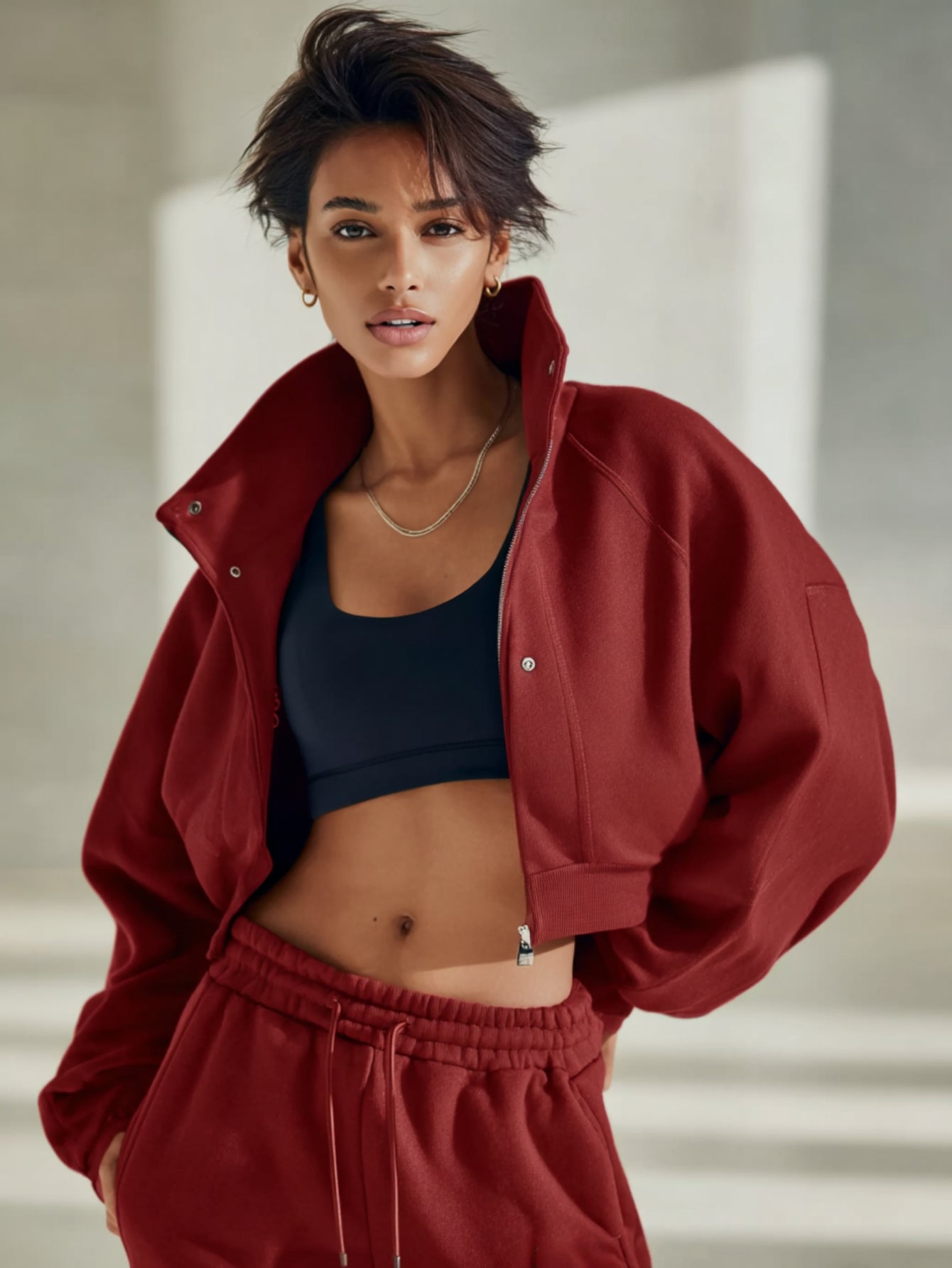 Autumn Jackets 2025 Women's Casual Plain Long Sleeve Stand Collar Separated Zipper Daily Jackets