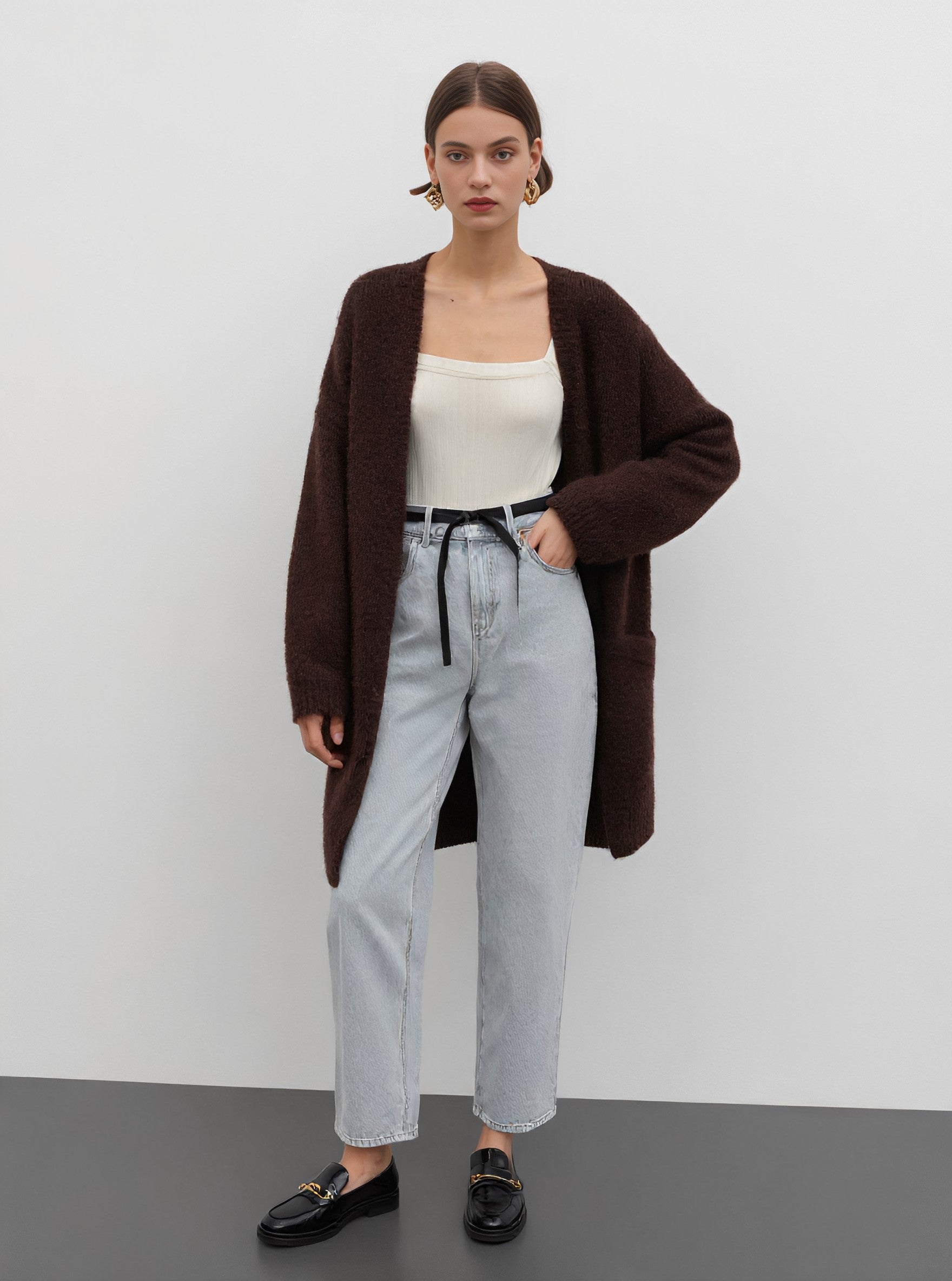 Winter Jeans Casual Straight Leg Full Length Mid Waist Fit Trousers For Women Comfortable Loose Style Clothing