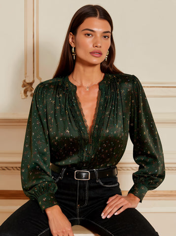 Little Shirt Autumn Casual Fit V Neck Top Regular Length Style Comfortable Women's Fashion Upperwear