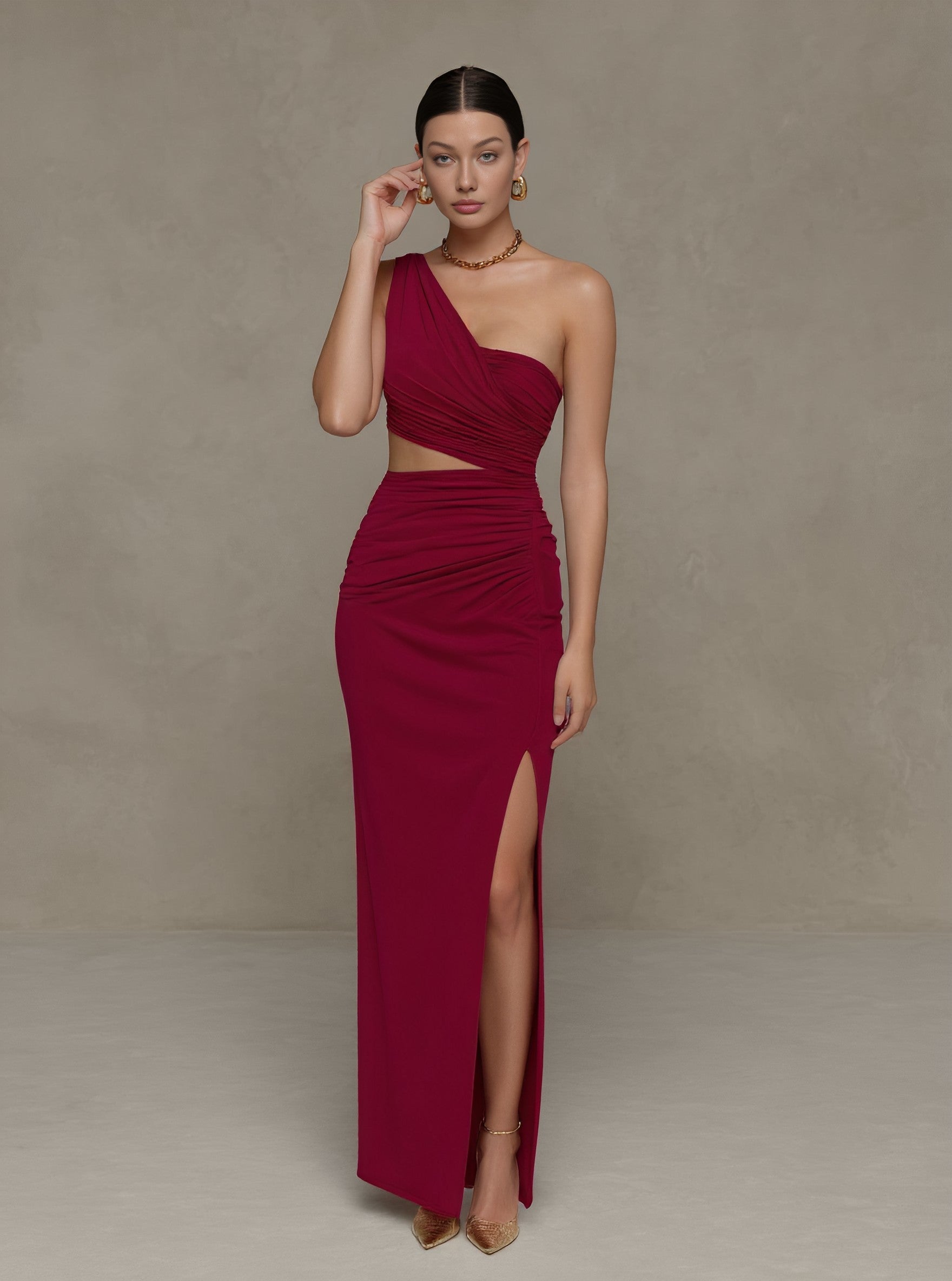 Casual Wrap Dress Tight Fit Sleeveless Asymmetrical Shoulder Design Mid-Length A-Line Skirt Style Women's Fashion Dress