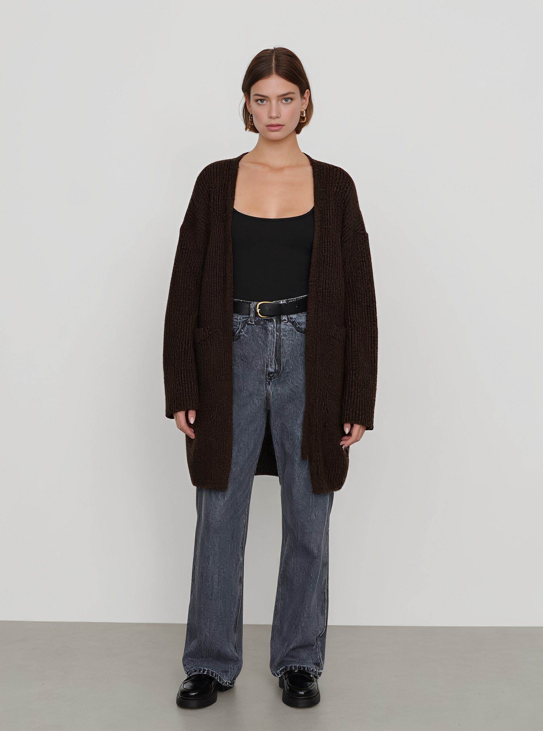 Casual Woolen Coat Square-Neck Winter Clothes Women's Fashion Upperwear Comfortable Fit Classic Style Essential Winter Outerwear