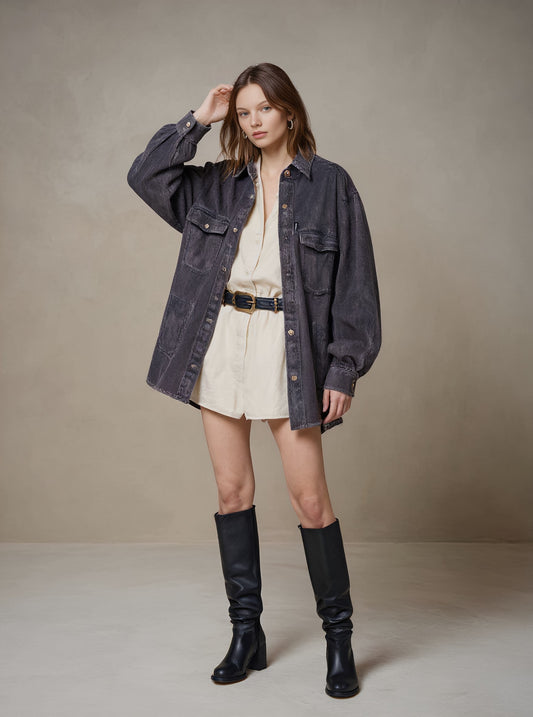 Casual Denim Jacket Autumn Style Women's Fashion Outerwear Casual Loose Fit Classic Blue Denim Coat For Women