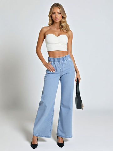 Summer Fashion Draped Retro Women's Jeans European American Style Versatile Long Pants 