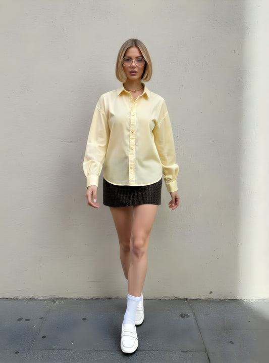 Autumn Winter Shirt Casual Fit Collar Commuting Clothes Regular Length Top Women's Fashion Casual Style Clothing