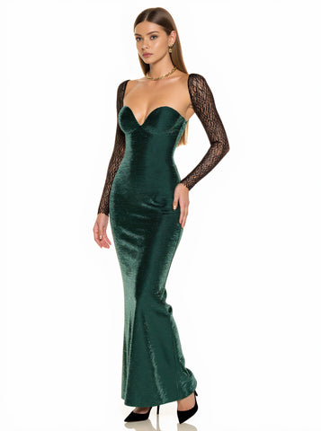 Autumn Winter Dress Casual Fit Heart Collar Midi Skirt Straight Sleeve Length Medium Long Women's Clothing Fashion Style