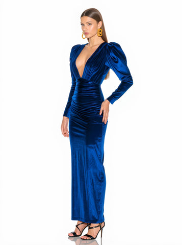 Autumn Winter Long Wrap Dress V-neck Party Clothes Tight Fit Sleeve Style Lamb Leg Sleeve Chinese Style Women's Dress