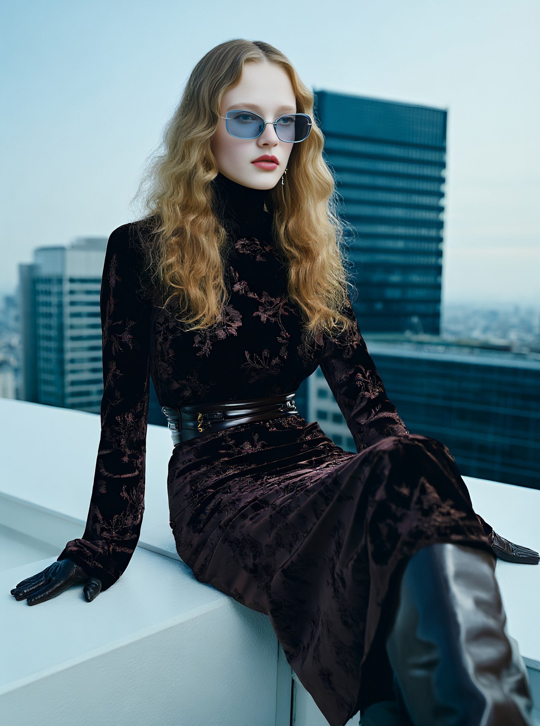 Autumn High Neck Tight Dress Mid-Length Skirt Style Casual Straight Sleeve Close-Fitting Design Women's Fashion Dress