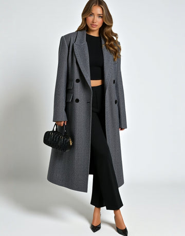 Women's Autumn Trench Coat K-Fashion Decent Solid Color Double Breasted Long Sleeve Lapel Long Trench Coat