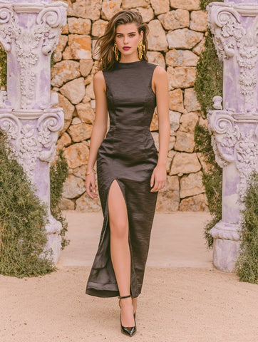 Women's Dresses Summer Daily Side Slit 2025 Plain Sleeveless Round Neck Maxi Bodycon Sexy Club Dresses