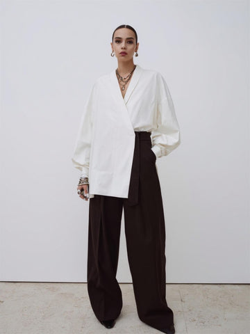 Women's Autumn Winter 2025 Shirts Daily Fashion Plain Long Sleeve V-Neck Regular Fit Shirts