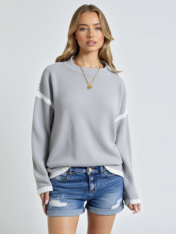 Women's Sweaters Autumn Winter Fashion Comfortable 2025 Stripes Simple Long Sleeve Round Neck Daily Sweaters