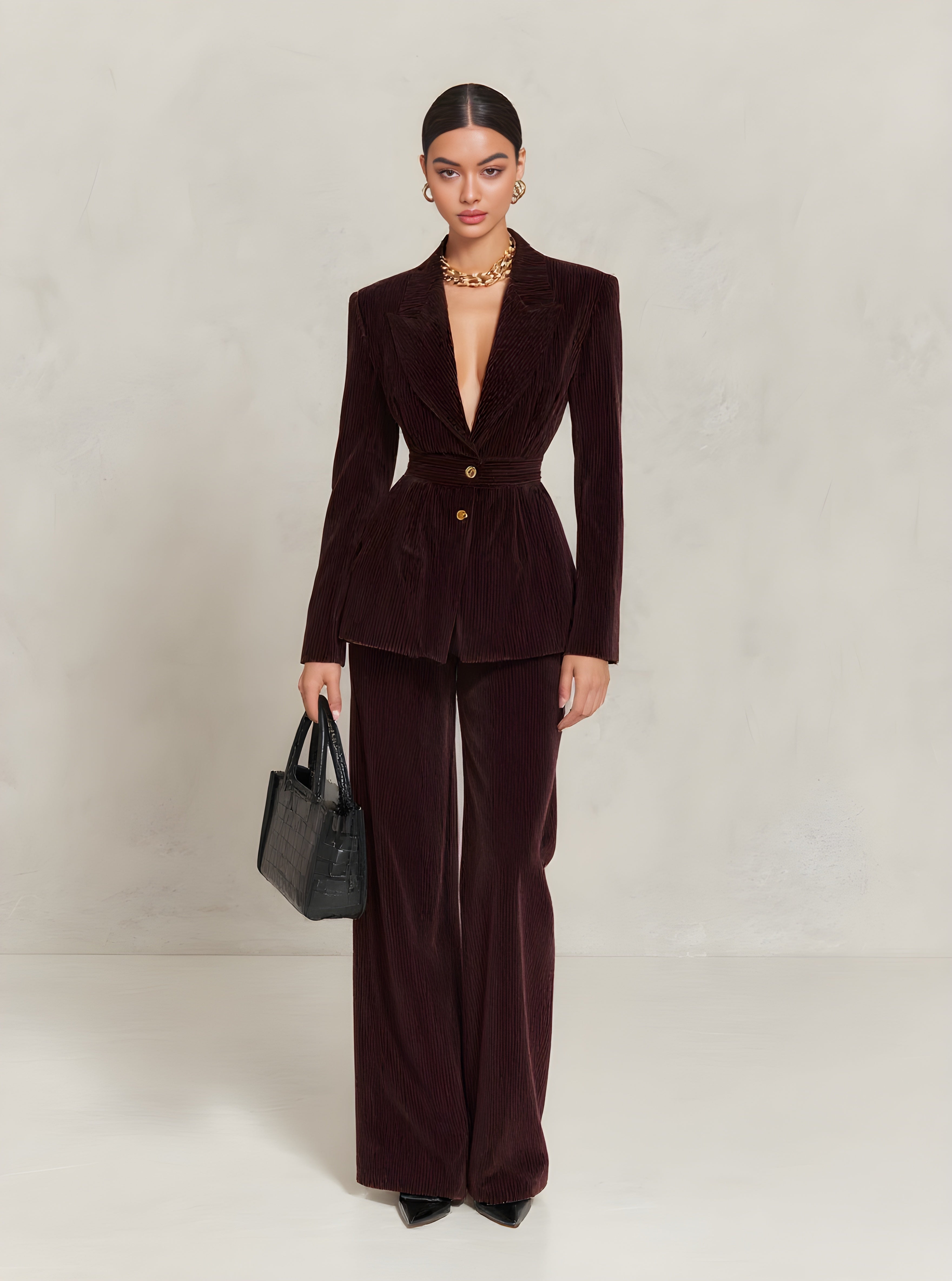 Autumn Blazers 2025 Women's Decent Plain Long Sleeve Shawl Collar Nipped Waists Office Lady Blazers