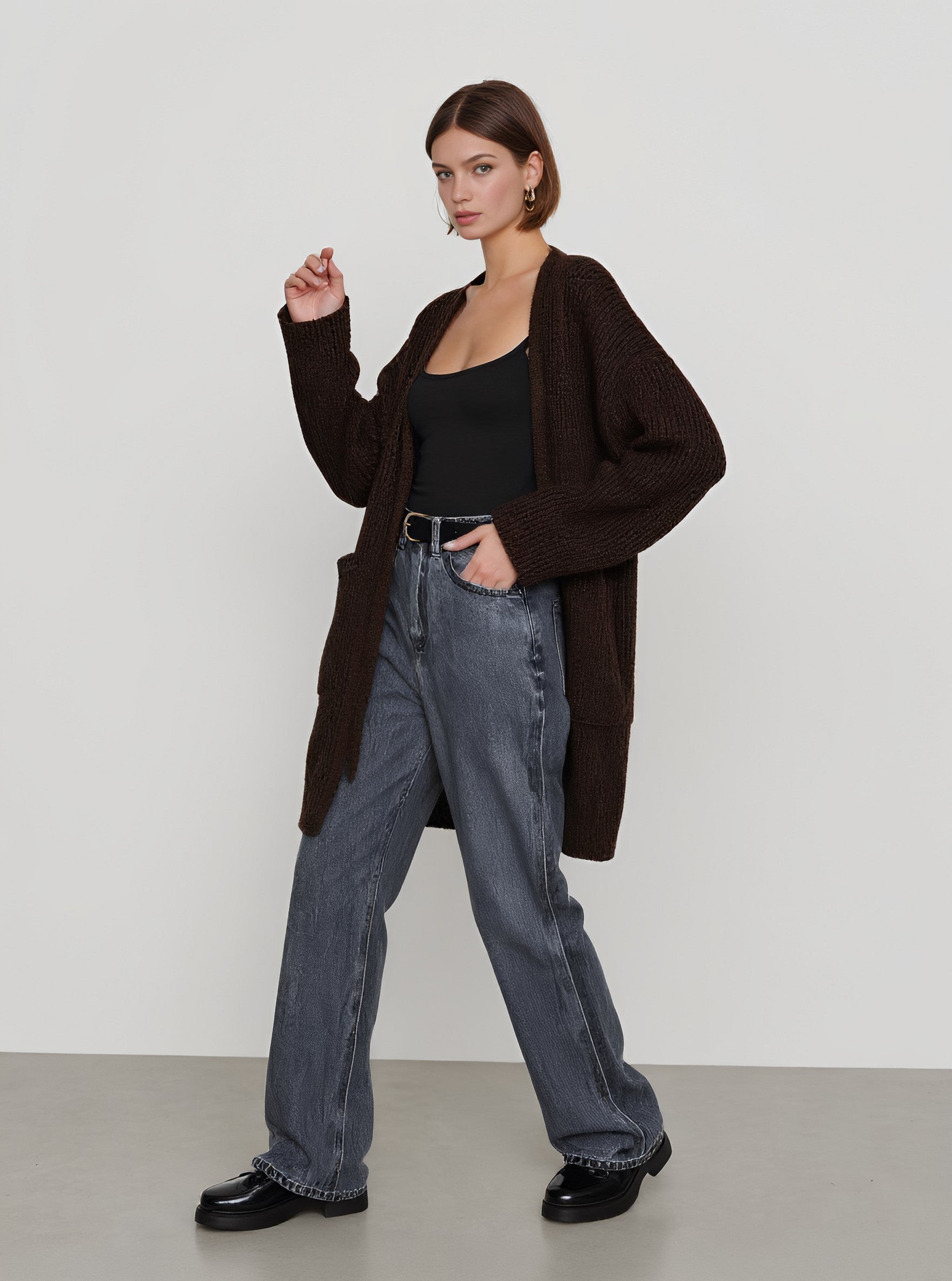 Casual Woolen Coat Square-Neck Winter Clothes Women's Fashion Upperwear Comfortable Fit Classic Style Essential Winter Outerwear