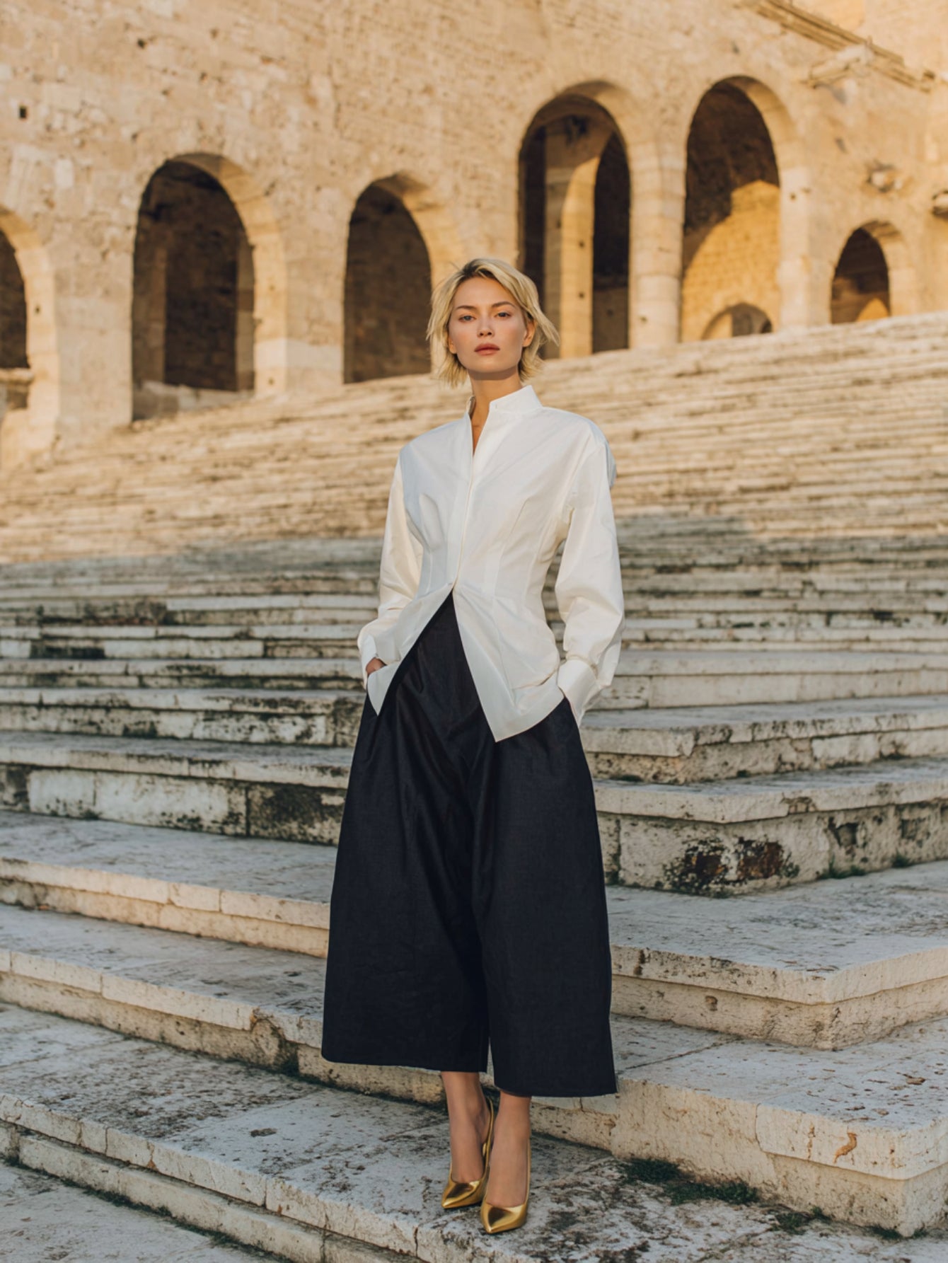 Autumn Shirts 2025 Women's Decent Plain Long Sleeve Stand Collar Fitting Slim Office Lady Shirts