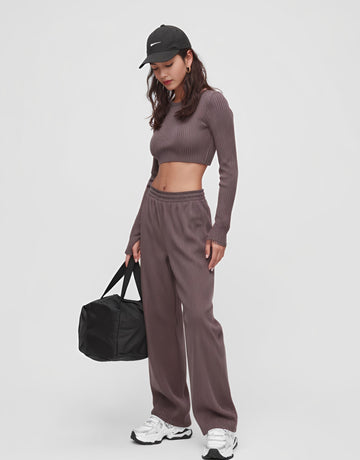 Loose Fit Autumn Winter Casual Suit Trousers Set Comfortable Wide Leg Pants For Women Fashionable Ensemble