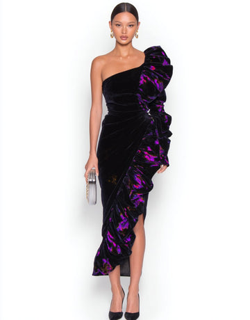 Autumn Winter Tight Fit Bodycon Dress Long Skirt Sleeveless Shoulder Bared Style Party Wear Women's Fashion Clothing One-Shoulder