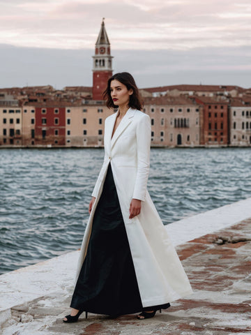 Autumn Trench Coat 2025 Women's Elegant Plain Long Sleeve Shawl Collar Basics Long Trench Coat