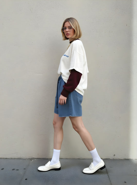 Casual Five-Quarter Sleeve T-Shirt for Autumn Winter Summer Straight Sleeve Length Regular Style Women's Top Fashion Clothing