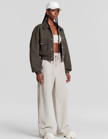 Casual Style Turn-down Collar Jacket For Women Autumn Season Fashionable Outerwear Comfortable Fit Upper Apparel