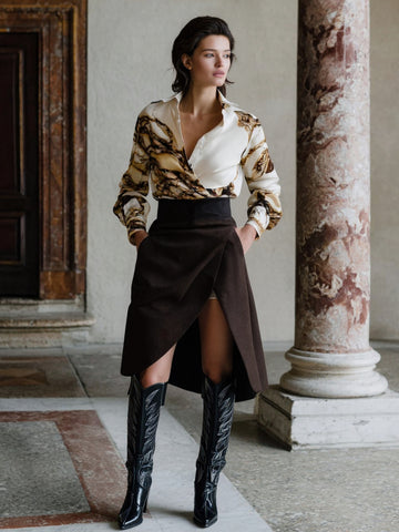 Women's Skirts Summer Elegant Chic Side Slit Intellectual French 2025 New Plain Mini A-line Casual Skirts